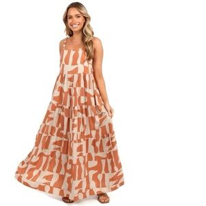 New Tiered Babydoll Dress Forum Maxi Dress Rayon Linen Summer Artsy Open Back